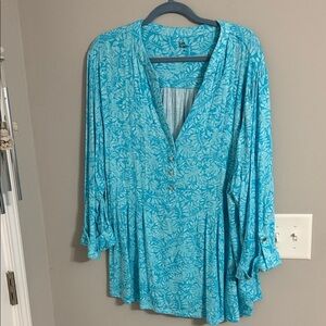 Kim Rogers Teal Floral Blouse